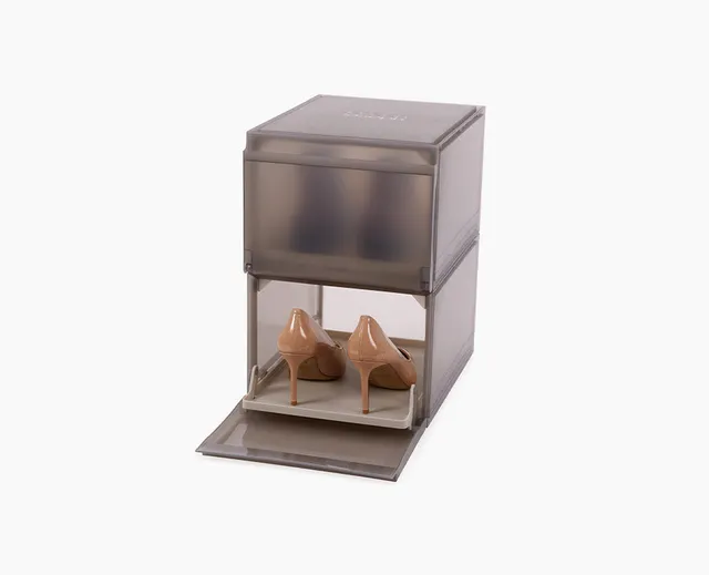 joseph-joseph-shoecase-2-piece-grey-shoe-storage-box-with-slide-out-tray image 1