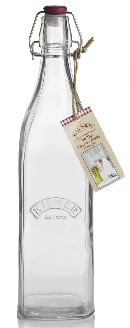 kilner-square-swing-top-glass-bottle-1l-airtight-bottling-for-homemade-drinks image 1