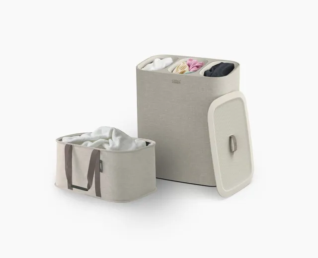 joseph-joseph-2-piece-ecru-tota-trio-90l-hold-all-35l-laundry-basket-set image 1