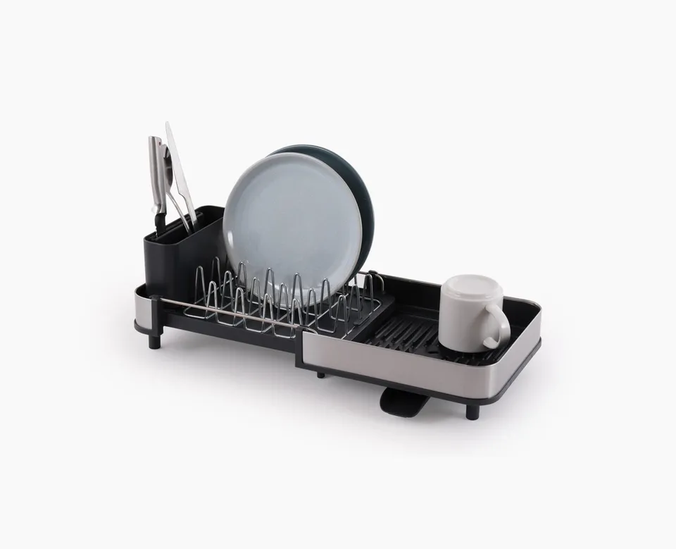 joseph-joseph-extend-slim-steel-expandable-grey-dish-drainer-compact-adjustable- image 1