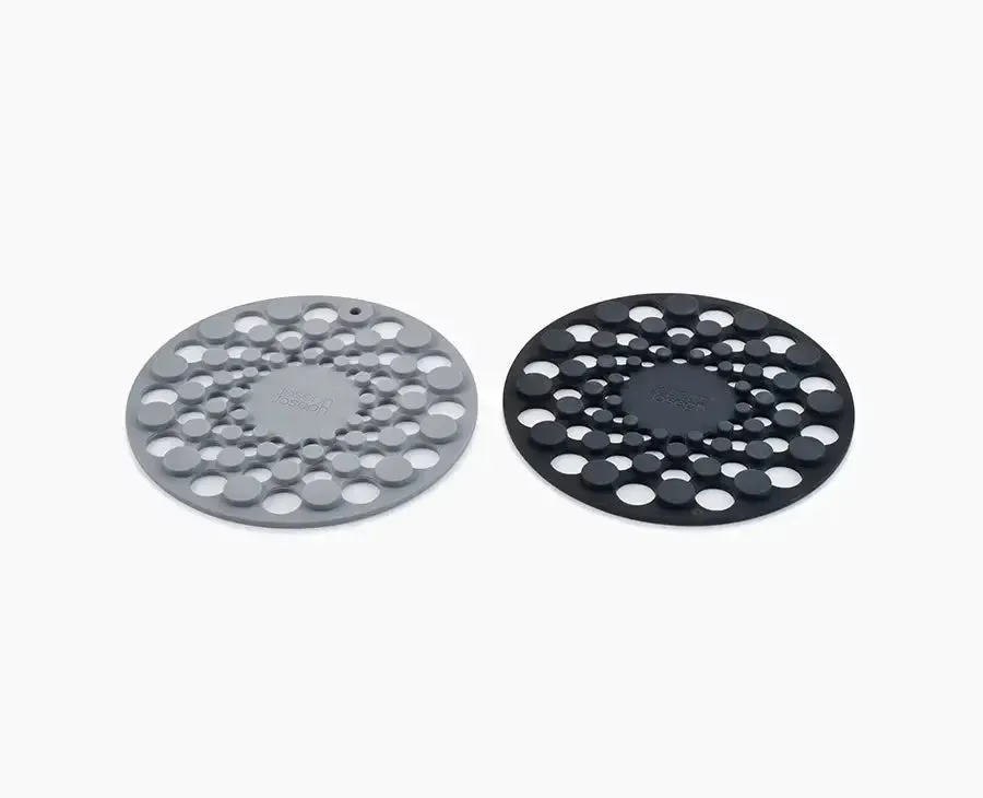 joseph-joseph-spot-on-set-of-2-grey-silicone-trivets-heat-resistant-space-saving image 1