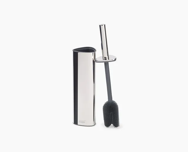 joseph-joseph-flex-360-luxe-toilet-brush-with-stainless-steel-finish-and-triple- image 1