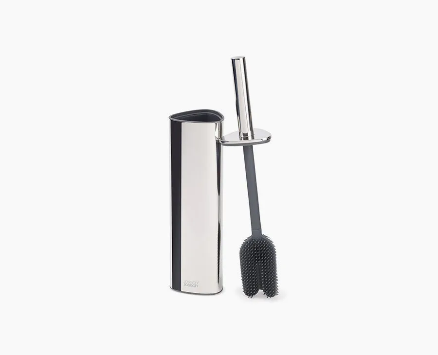 joseph-joseph-flex-360-luxe-toilet-brush-with-stainless-steel-finish-and-triple- image 1