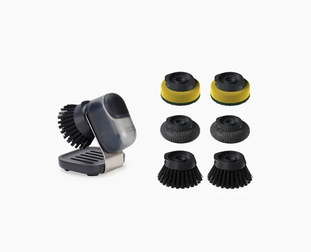 joseph-joseph-sinktech-compact-soap-dispensing-washing-up-brush-set-with-steel-s image 1