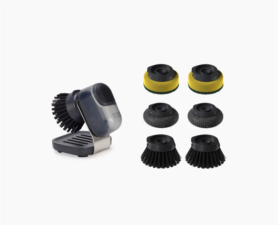 joseph-joseph-sinktech-compact-soap-dispensing-washing-up-brush-set-with-steel-s image 1