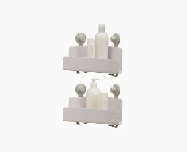joseph-joseph-easystore-2-piece-white-corner-shower-shelf-set image 1