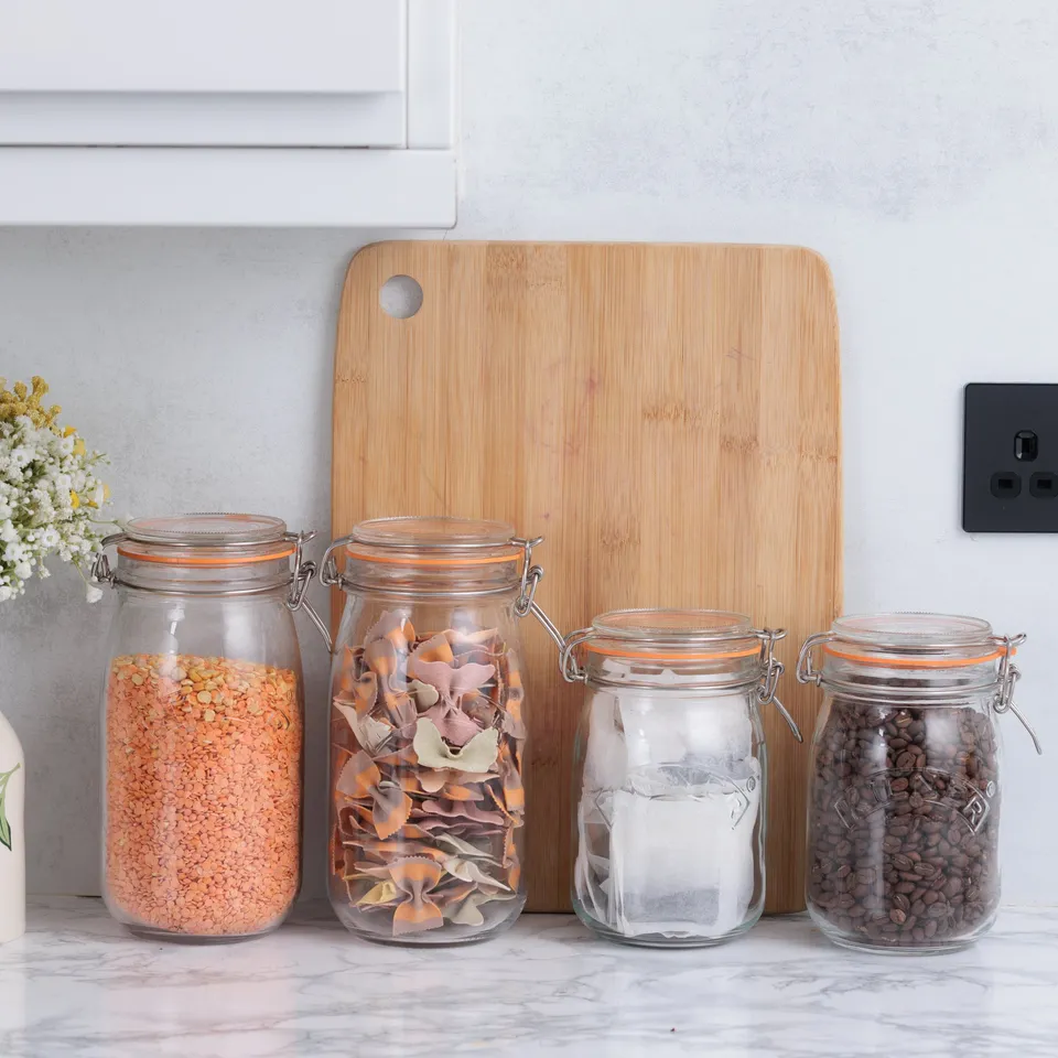 kilner-round-clip-top-jars-set-of-4-2x34oz-2x51oz-for-canning-food-storage image 1