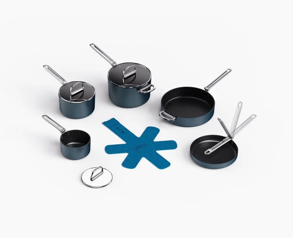 joseph-joseph-space-5-piece-non-stick-ceramic-cookware-set-with-folding-handles- image 1
