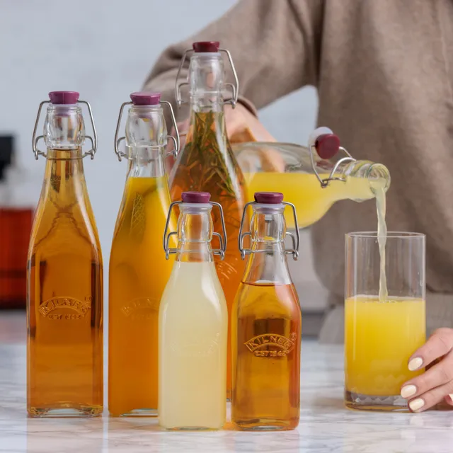 kilner-square-clip-top-bottles-set-of-6-9oz-16oz-34oz image 1