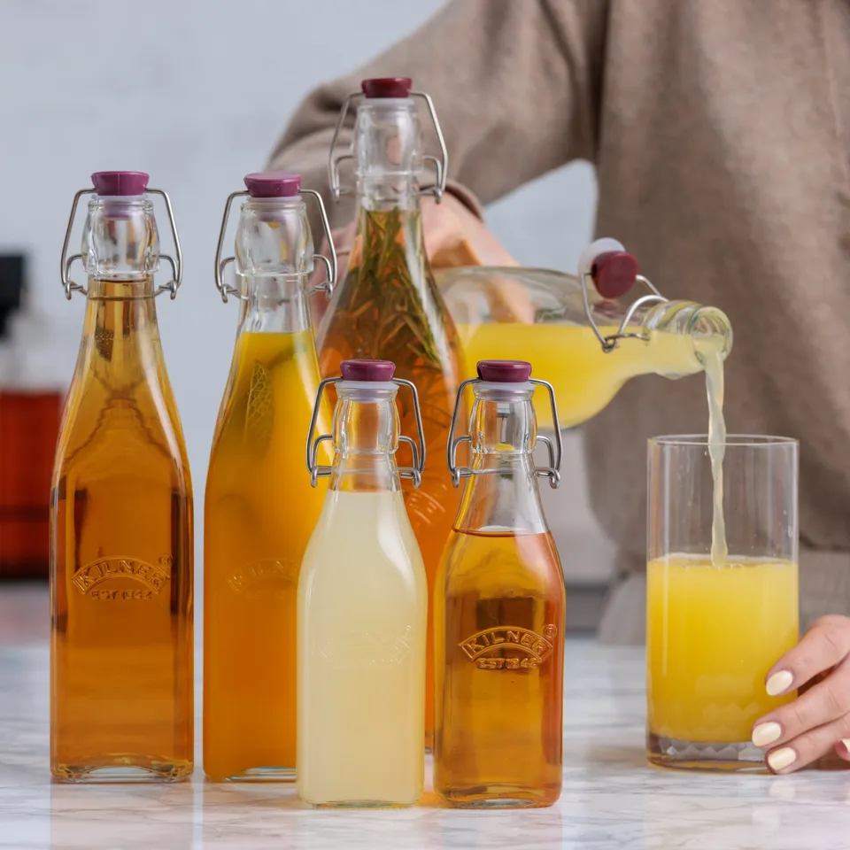 kilner-square-clip-top-bottles-set-of-6-9oz-16oz-34oz image 1