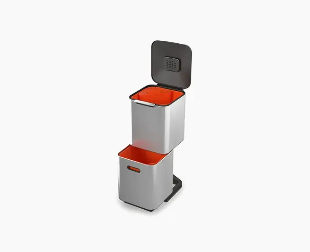 joseph-joseph-totem-compact-40l-stainless-steel-waste-recycling-bin image 1