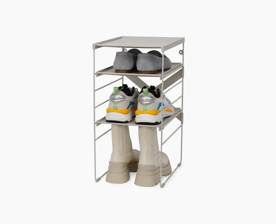 joseph-joseph-level-adjustable-ecru-shoe-rack-4-pair-steel-frame-storage image 1