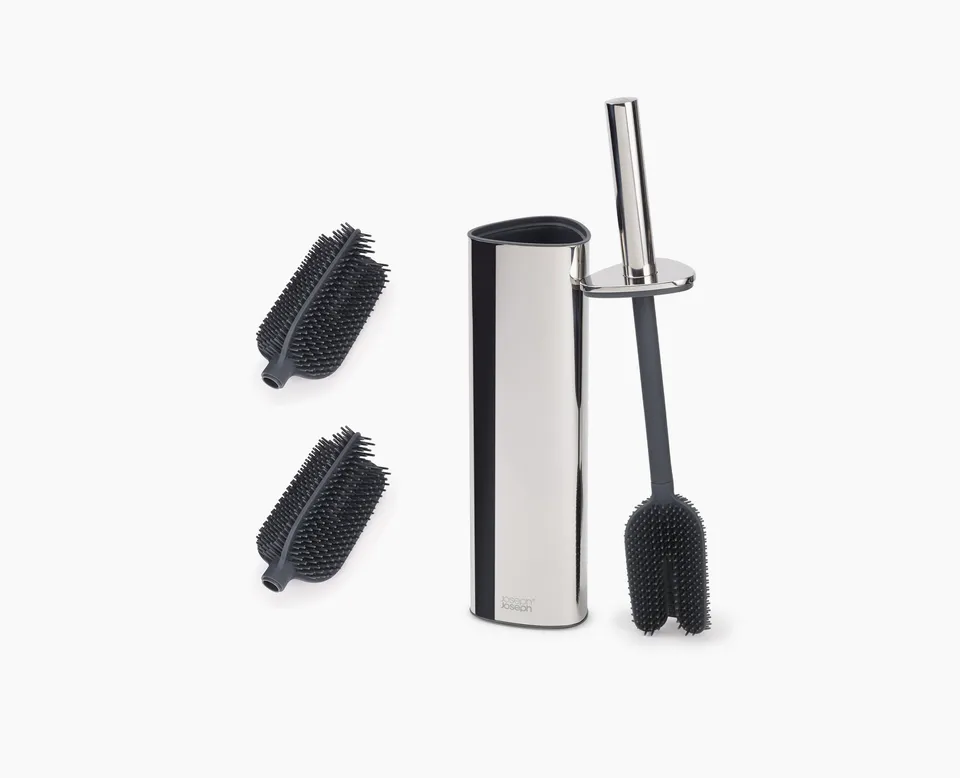 joseph-joseph-flex-360-luxe-toilet-brush-with-stainless-steel-finish-starter-set image 1