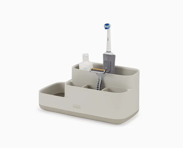 joseph-joseph-easystore-matt-ecru-bathroom-storage-caddy-compact-non-slip-base image 1