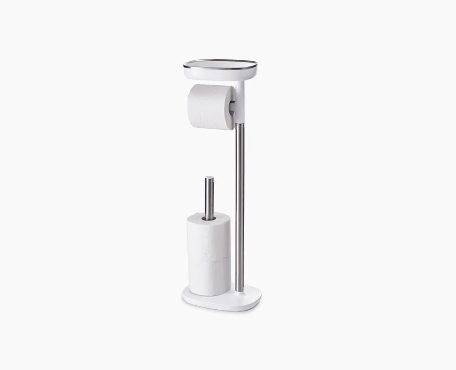 joseph-joseph-easystore-stainless-steel-toilet-roll-holder-with-shelf-and-base-s image 1
