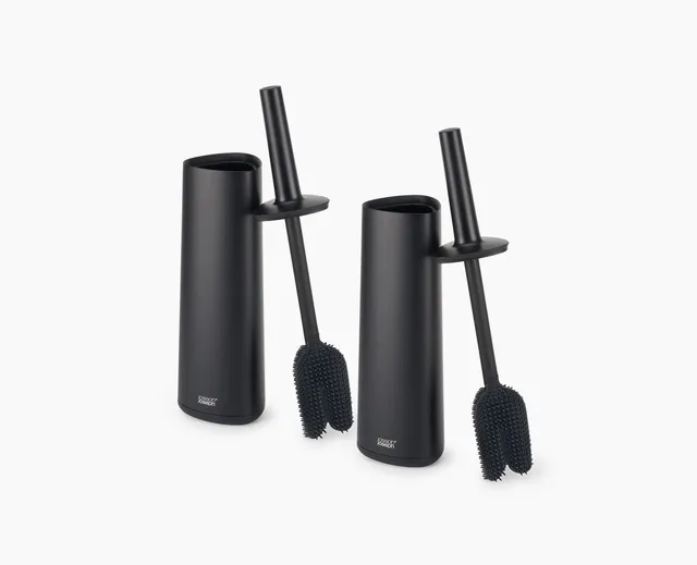 joseph-joseph-flex-360-matt-black-toilet-brush-pack-of-2-with-triple-action-head image 1