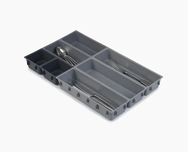 joseph-joseph-blox-7-piece-grey-drawer-organiser-set-modular-design image 1