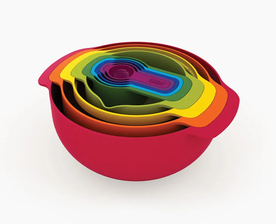 joseph-joseph-nest-9-plus-red-bowl-set-space-saving-mixing-prep-set image 1