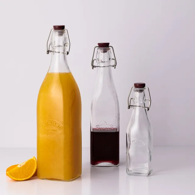 kilner-square-clip-top-bottles-set-of-3-34-oz-16-oz-9-oz image 1
