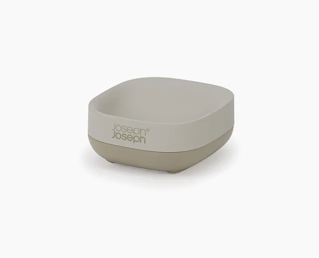 joseph-joseph-slim-compact-matt-ecru-soap-dish-with-sloping-drainage-design image 1