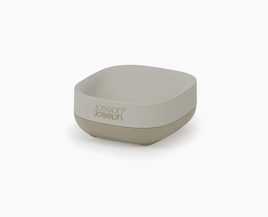 joseph-joseph-slim-compact-matt-ecru-soap-dish-with-sloping-drainage-design image 1