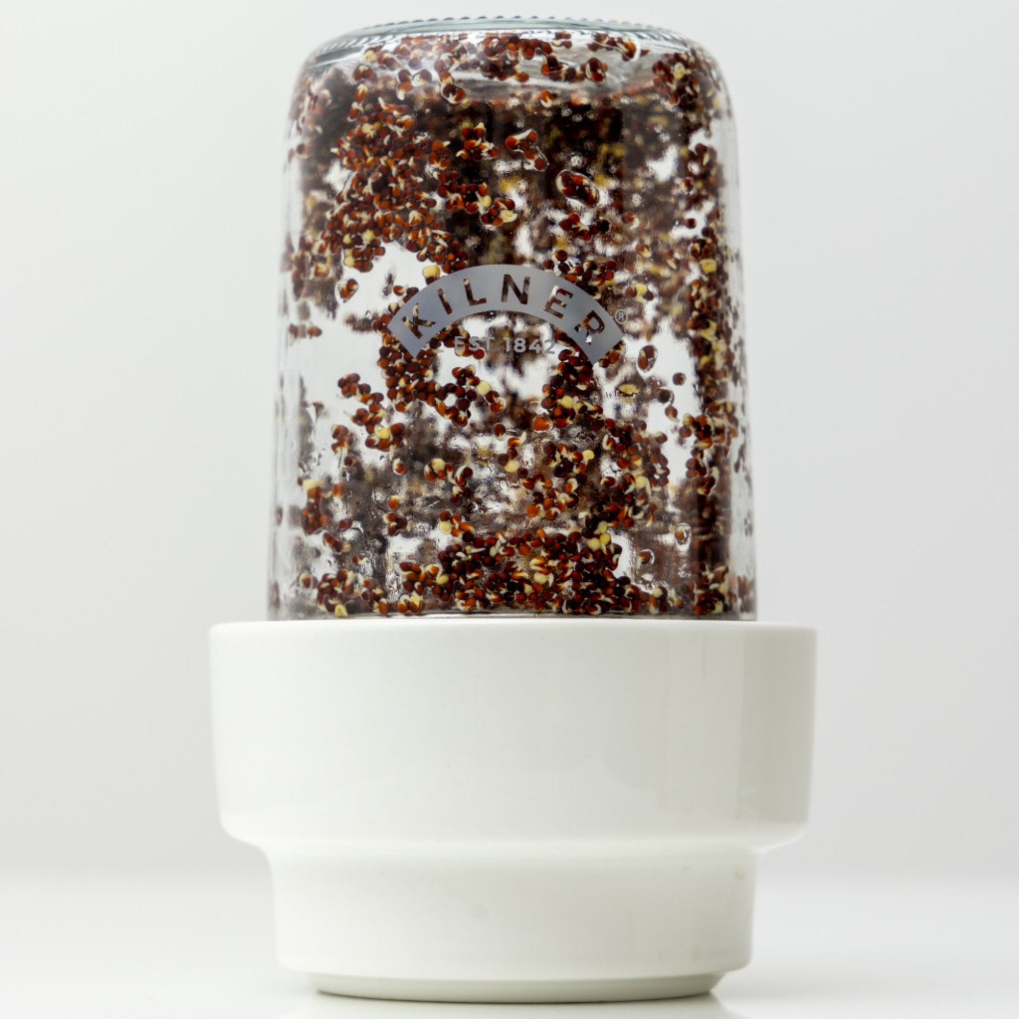 kilner-sprouting-set-with-glass-jar-stainless-steel-strainer-and-ceramic-base image 3