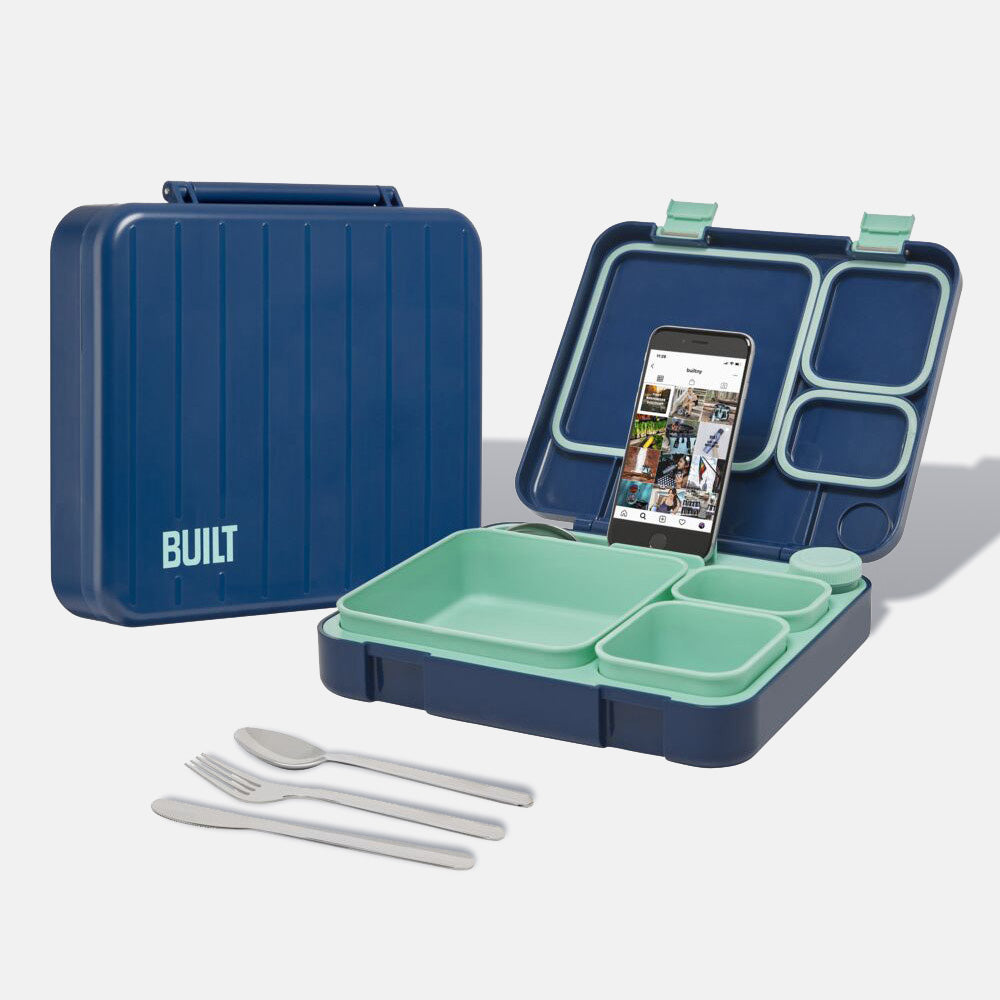 built-lunch-box-with-phone-stand-3-containers-stainless-steel-utensils image 1