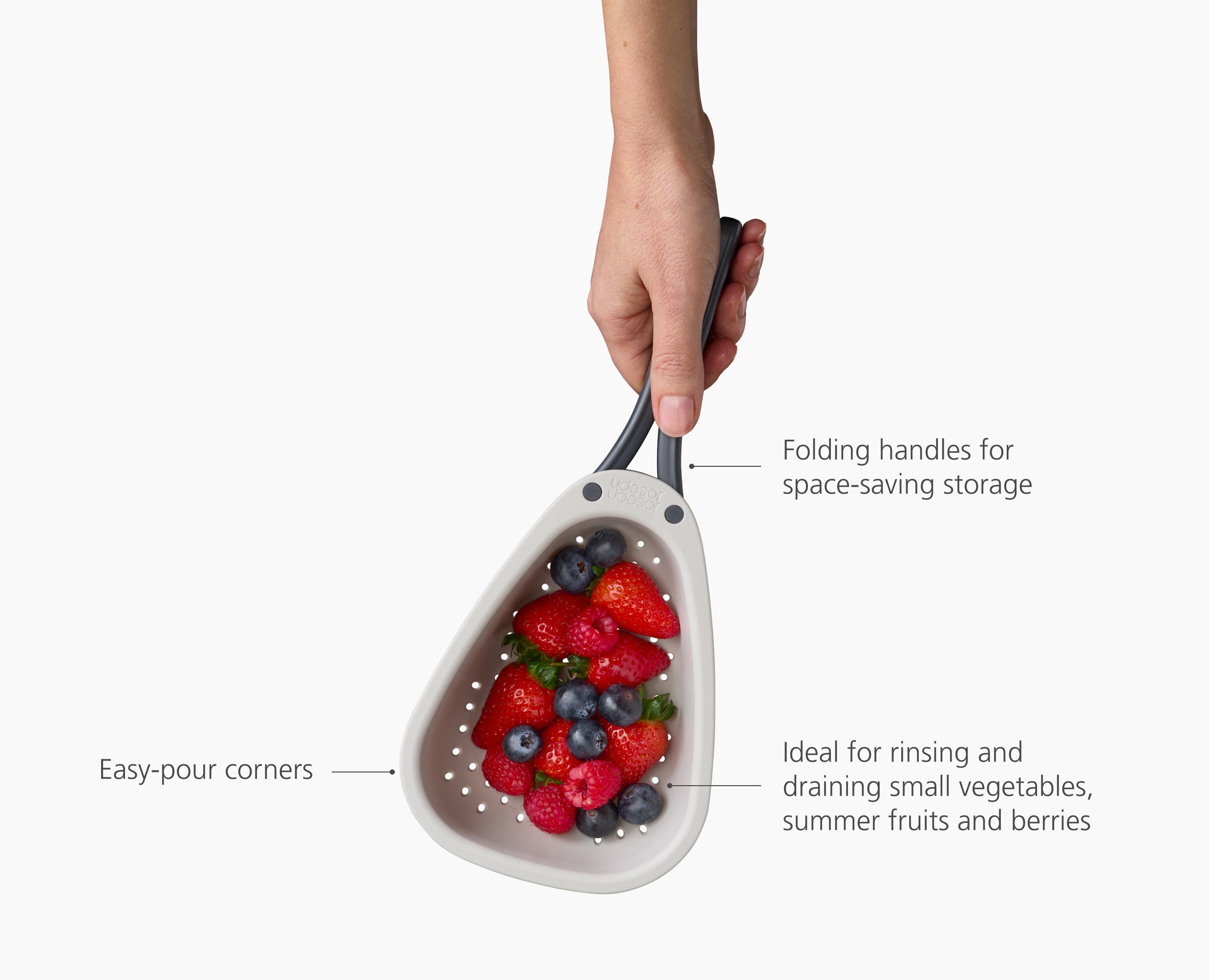 joseph-joseph-droplet-mini-white-colander-with-folding-handle-space-saving-strai image 6