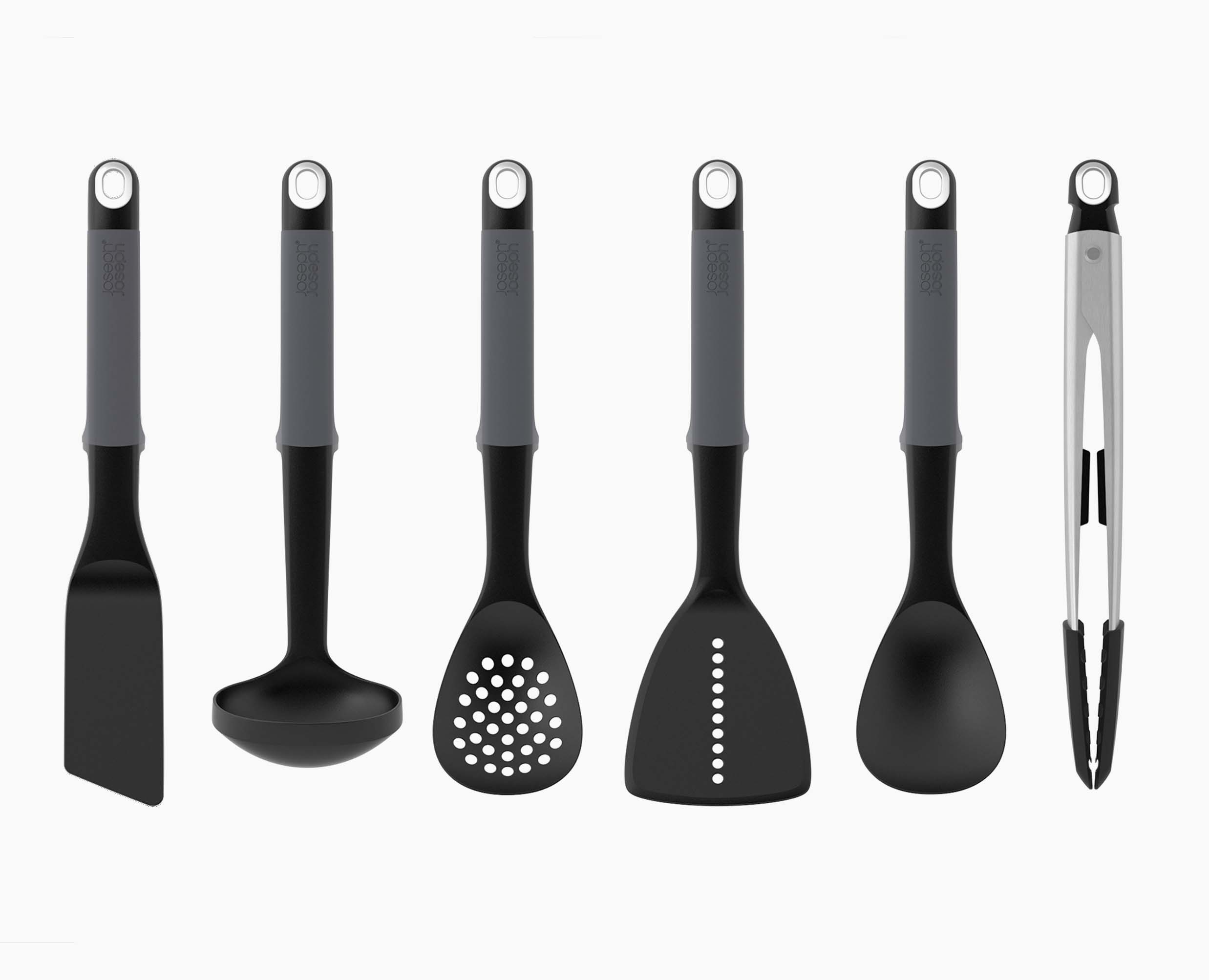 joseph-joseph-elevate-6-piece-grey-utensils-carousel-set-with-lockable-tongs image 4
