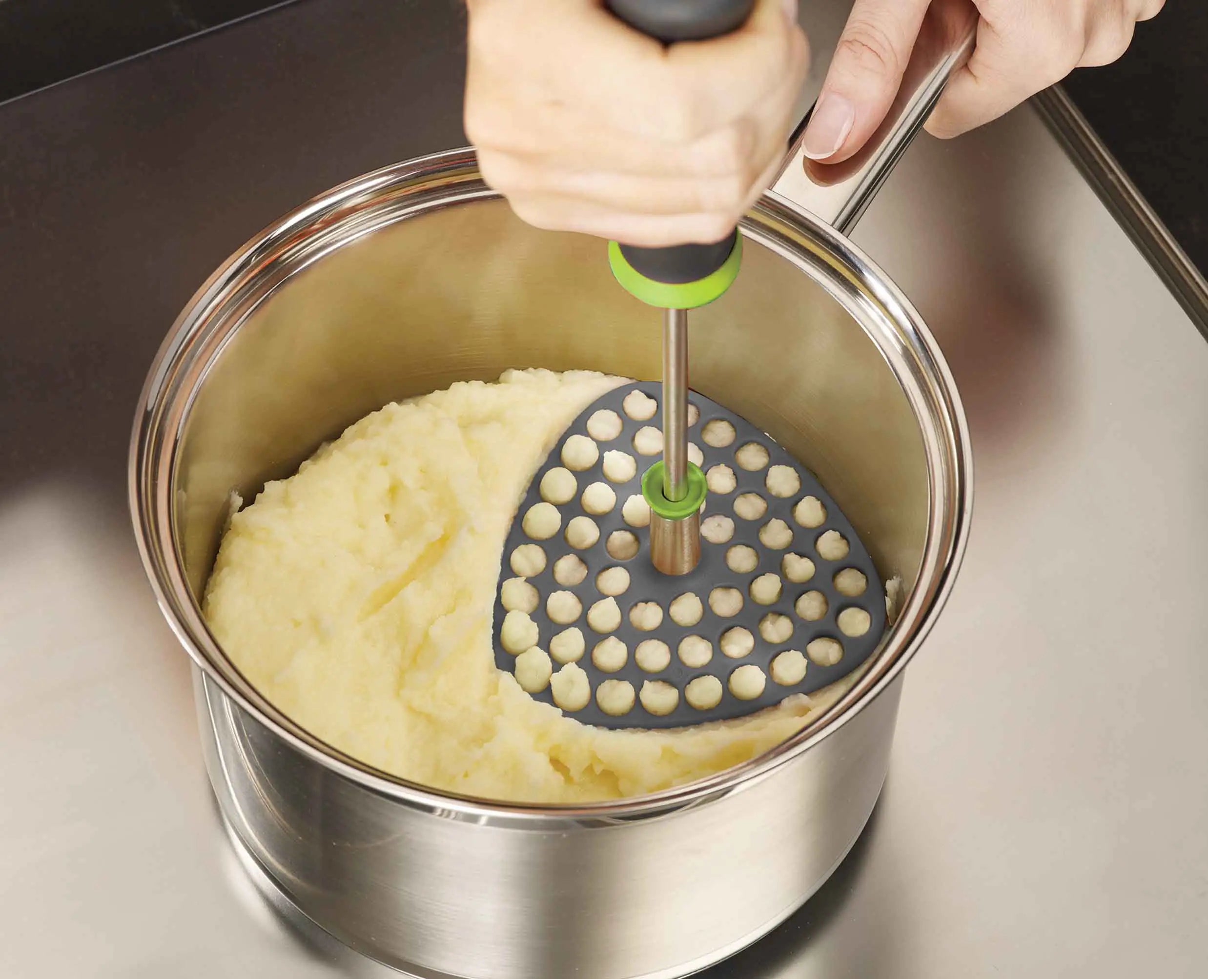 joseph-joseph-delta-green-potato-masher-folding-non-slip-comfort-grip image 3
