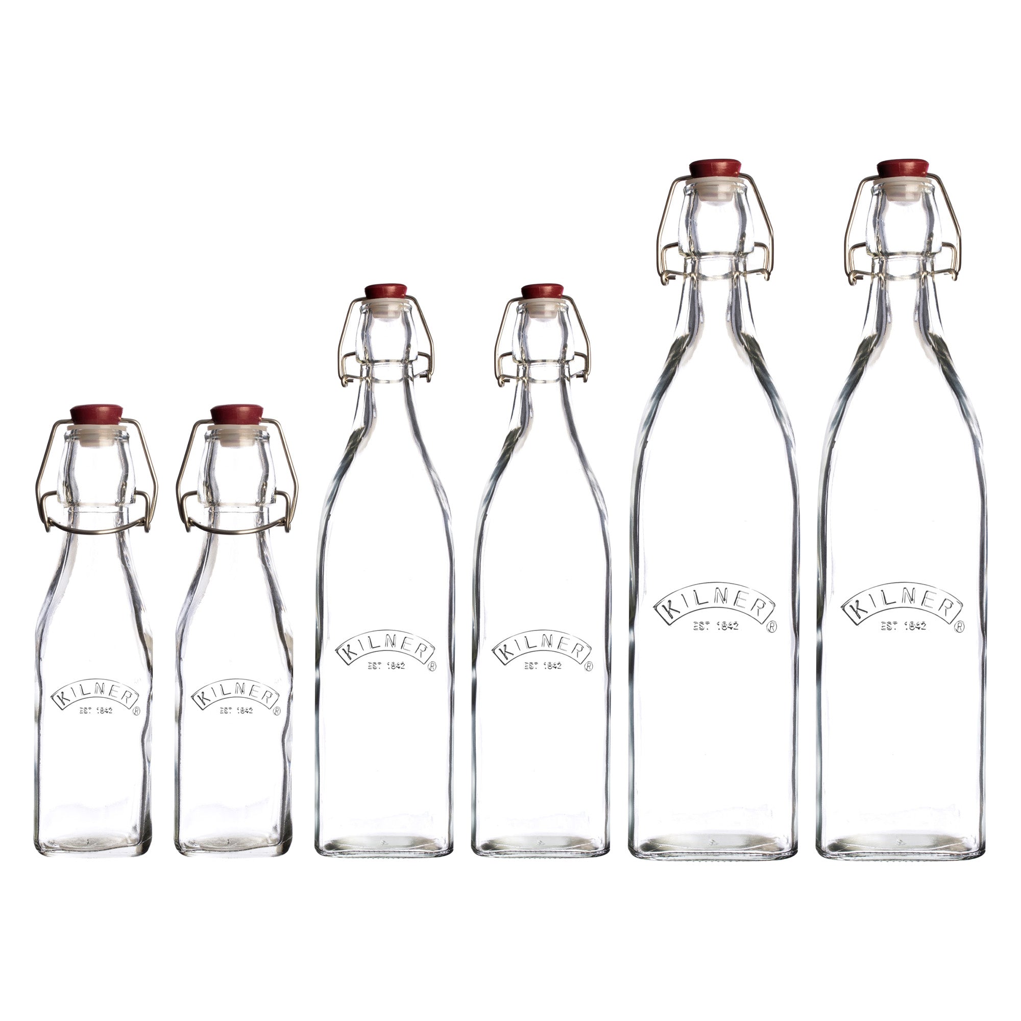 kilner-square-clip-top-bottles-set-of-6-9oz-16oz-34oz image 2