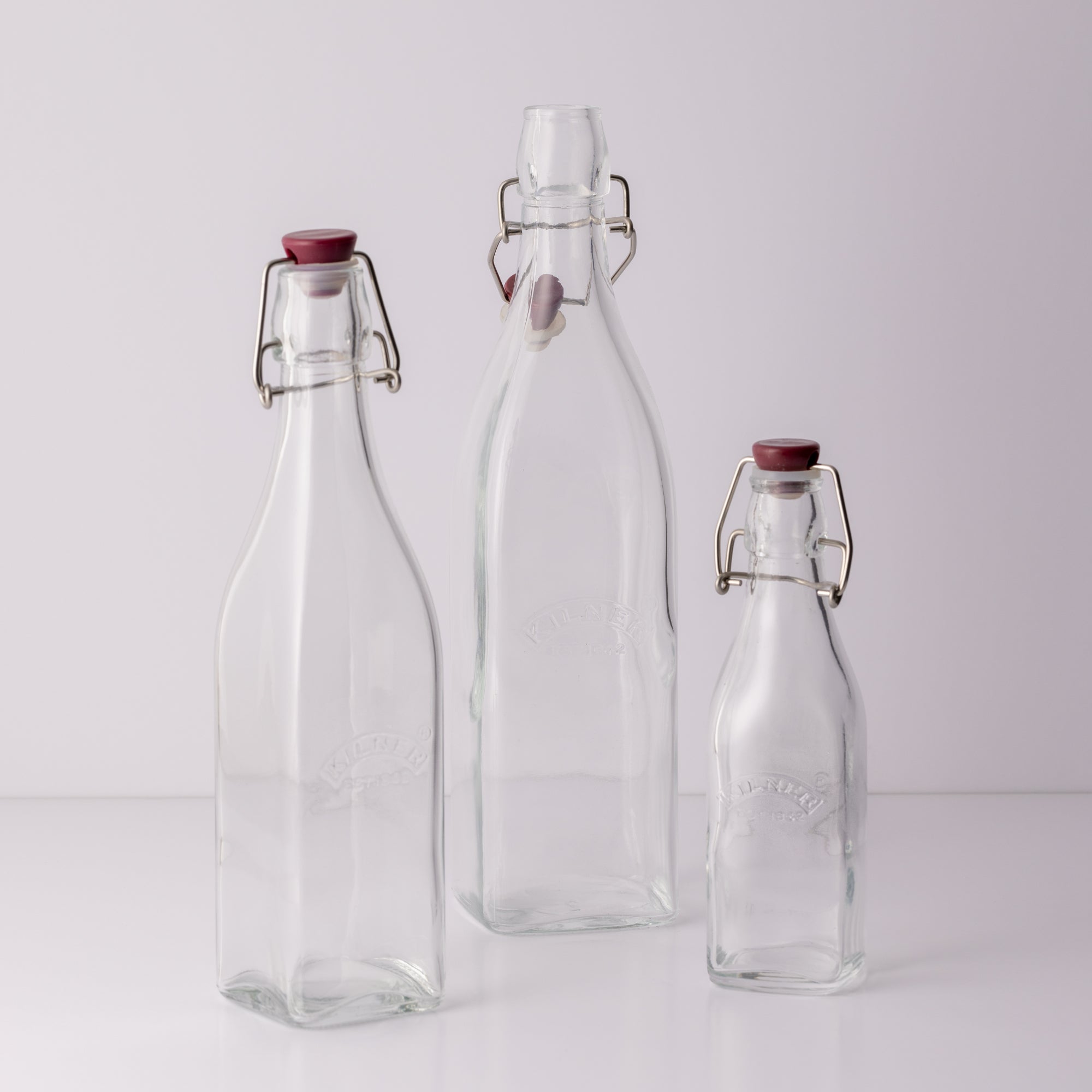 kilner-square-clip-top-bottles-set-of-3-34-oz-16-oz-9-oz image 2