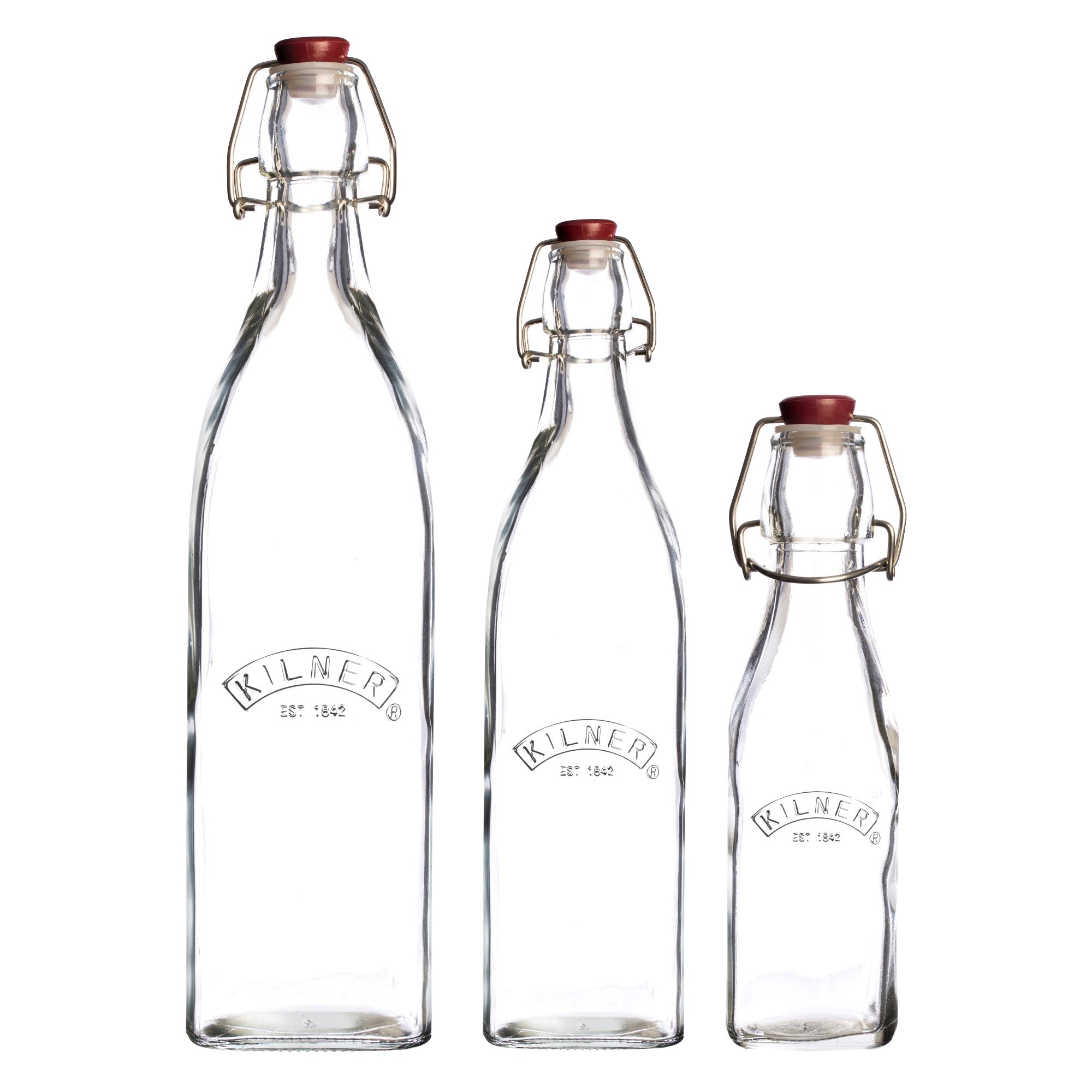 kilner-square-clip-top-bottles-set-of-3-34-oz-16-oz-9-oz image 4
