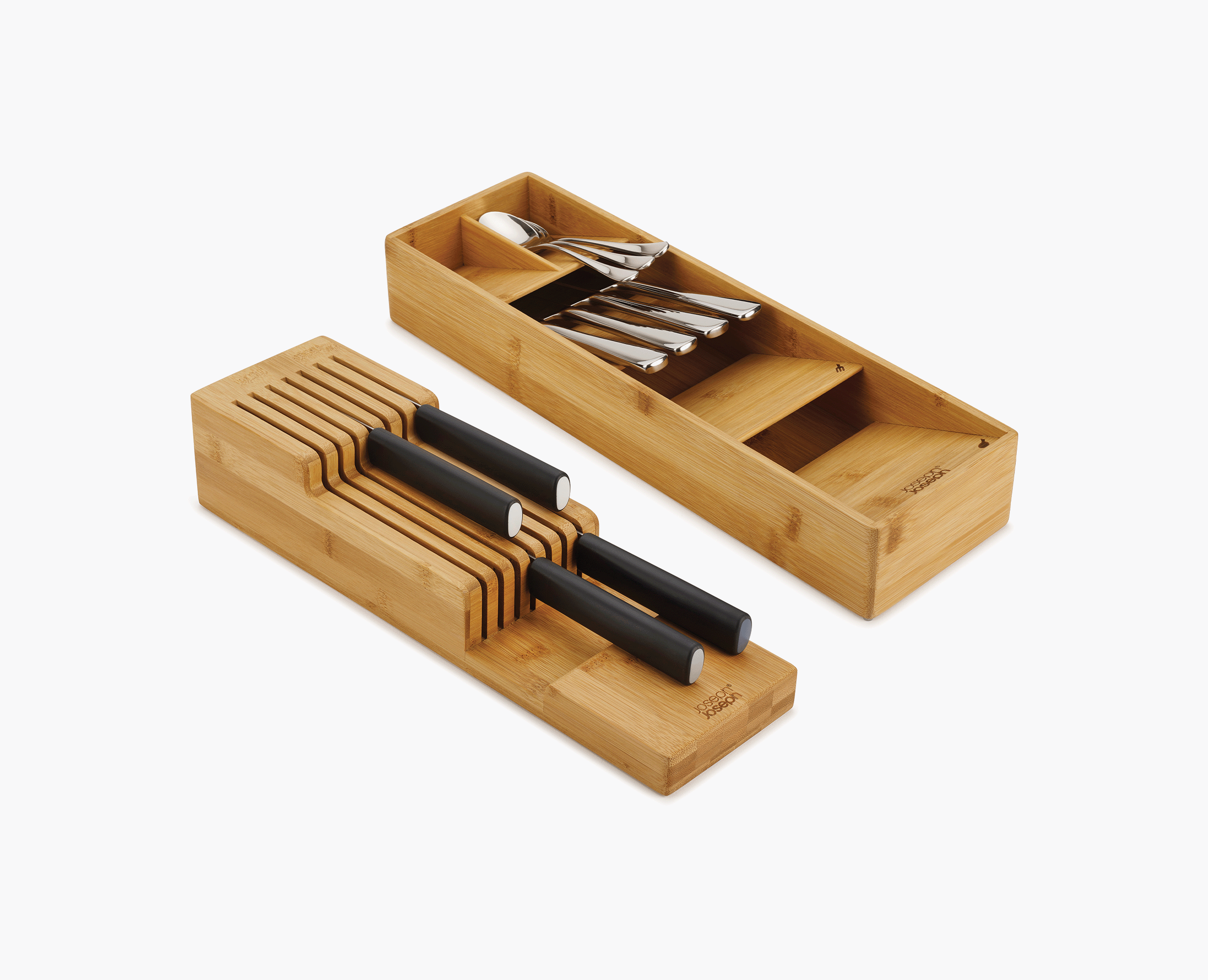 joseph-joseph-drawerstore-bamboo-2-piece-cutlery-knife-organiser-set image 1