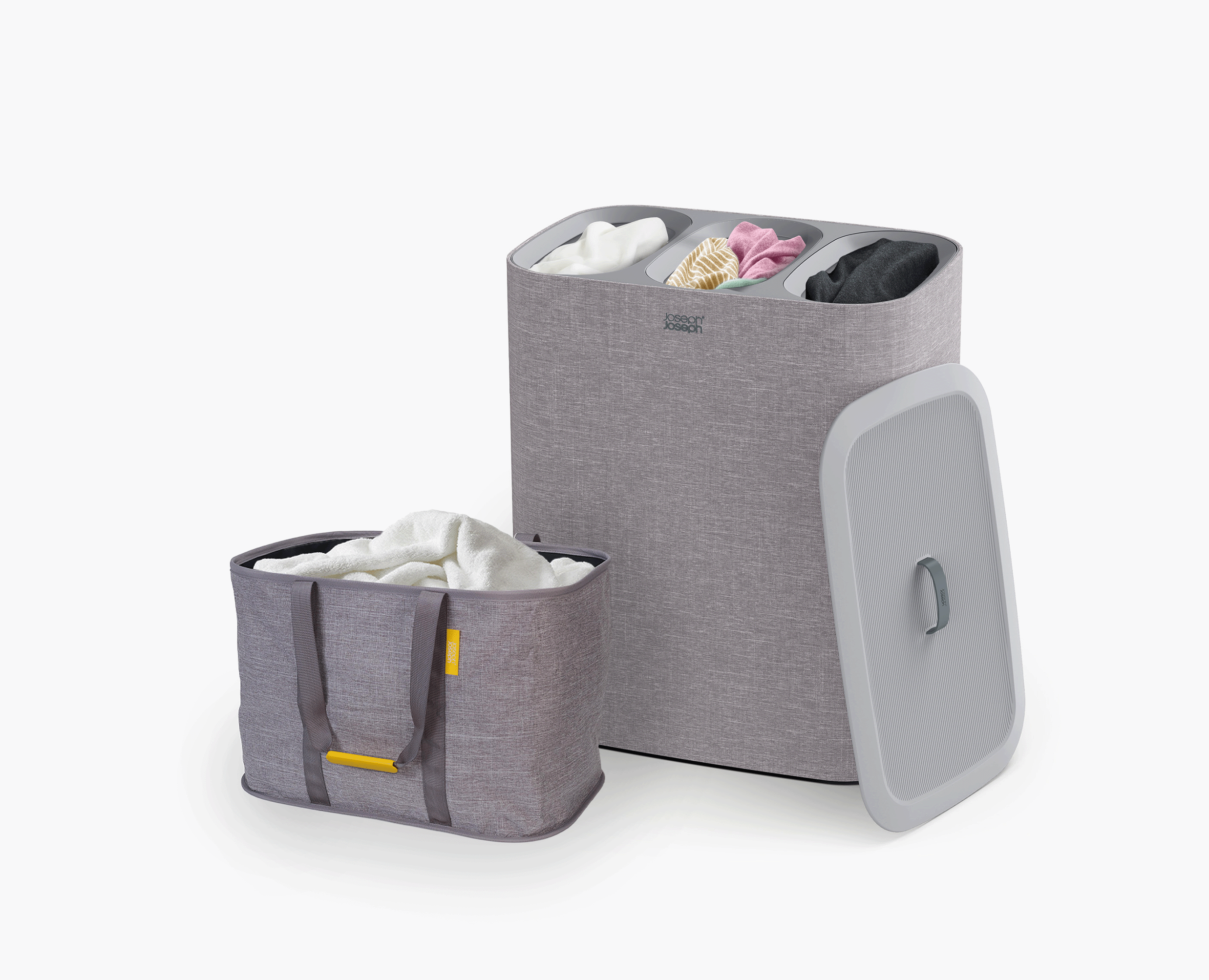 joseph-joseph-2-piece-grey-tota-trio-90l-hold-all-max-55l-laundry-basket-set-sor image 1