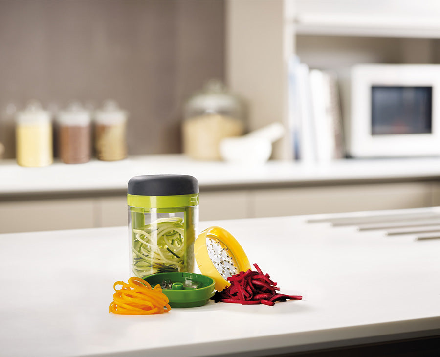 joseph-joseph-spiro-green-hand-held-spiralizer-self-containing-with-coarse-fine- image 2