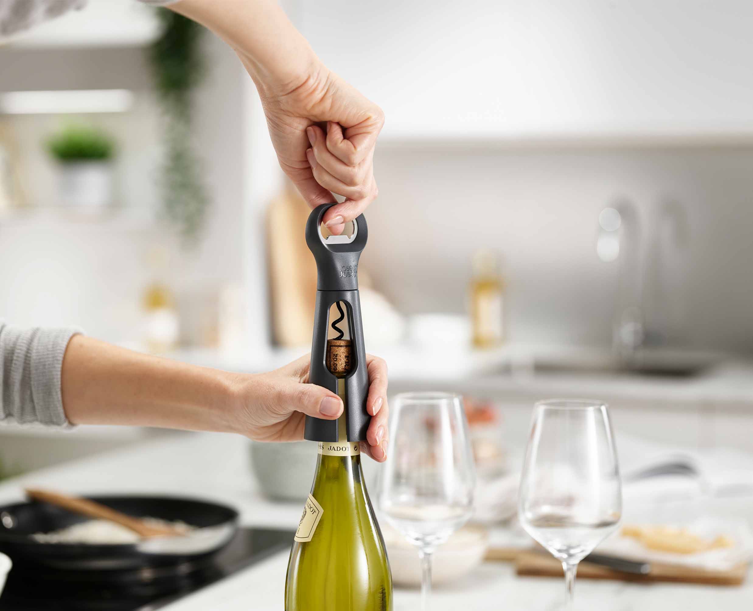 joseph-joseph-barstar-3-in-1-grey-corkscrew-compact-wine-opener-with-foil-cutter image 3