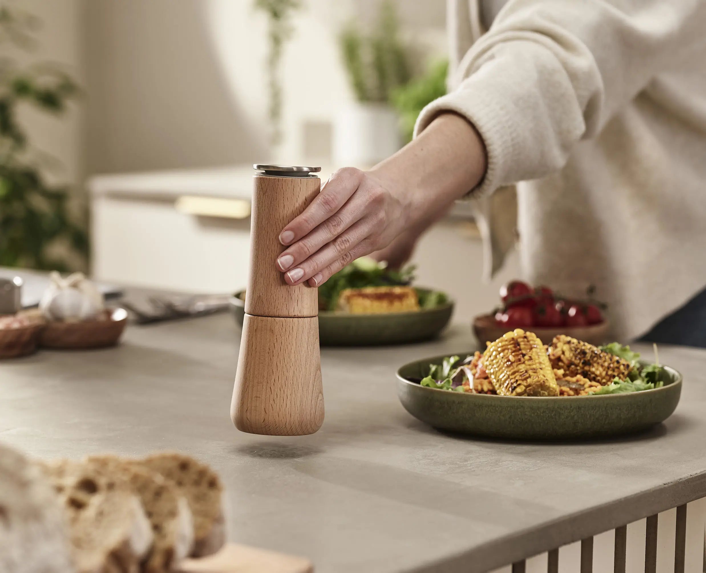 joseph-joseph-milltop-wood-salt-mill-natural-beech-ceramic-grinder image 3
