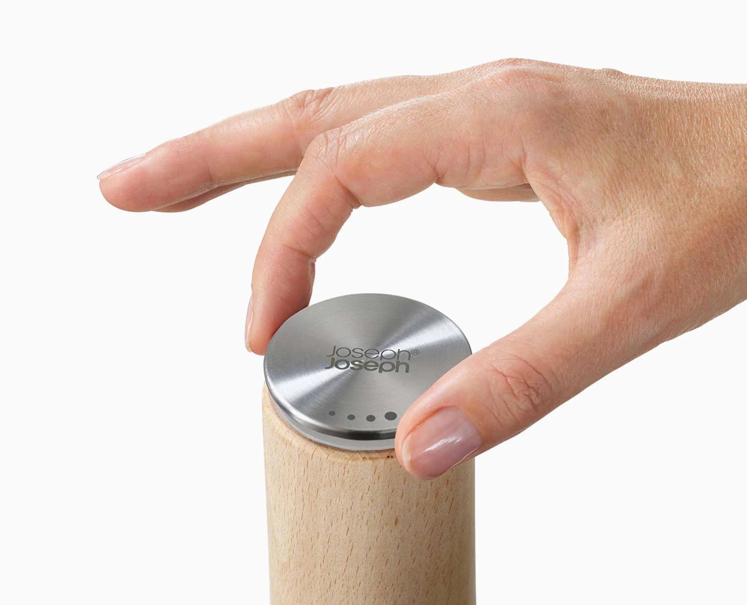 joseph-joseph-milltop-wood-salt-mill-natural-beech-ceramic-grinder image 6
