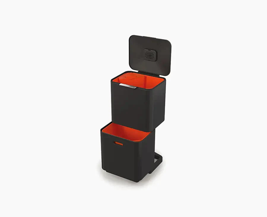joseph-joseph-totem-max-60l-black-waste-recycling-bin-dual-compartment-with-odou image 1