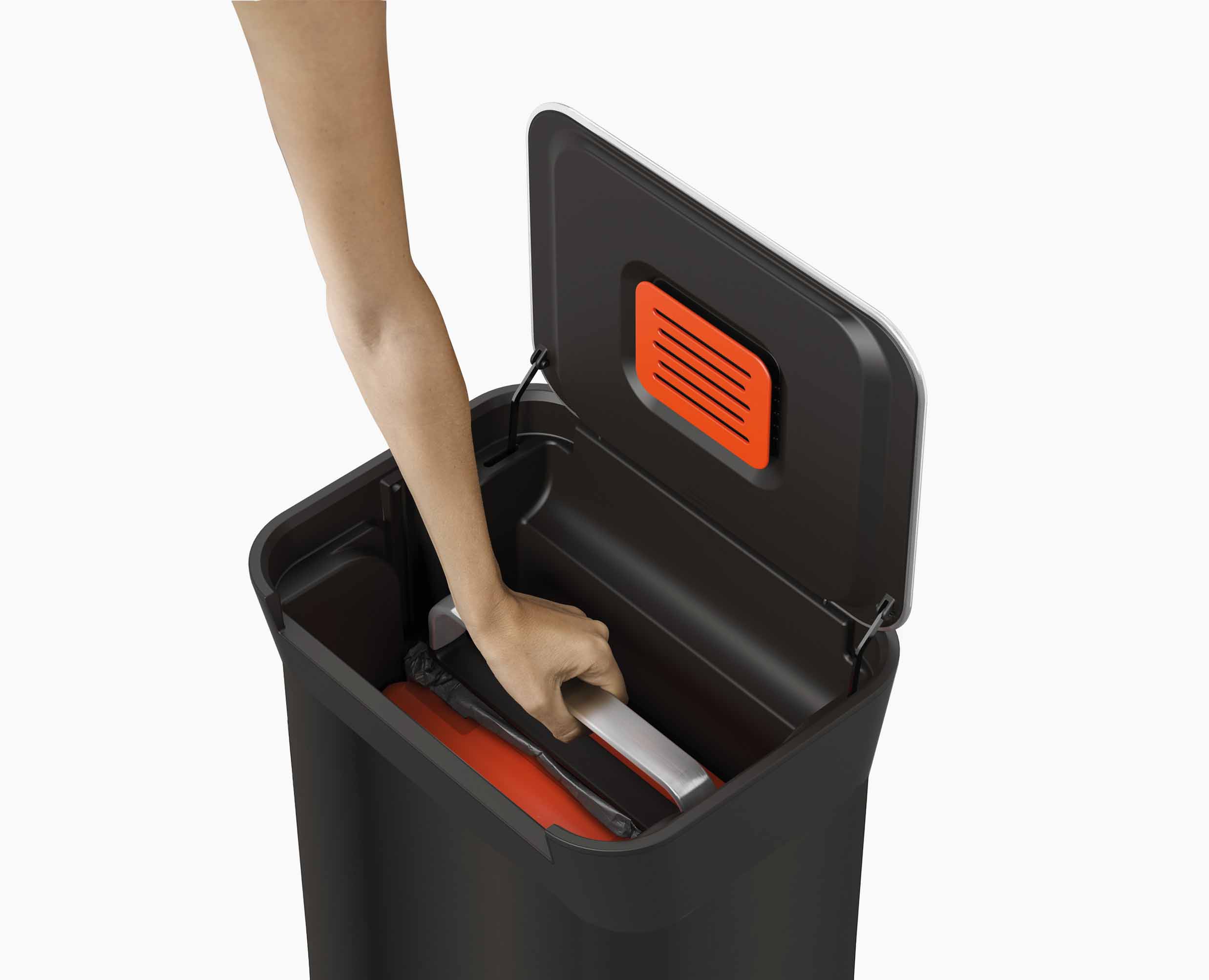 joseph-joseph-titan-30l-black-trash-compactor-steel-waste-compactor-with-hygieni image 5
