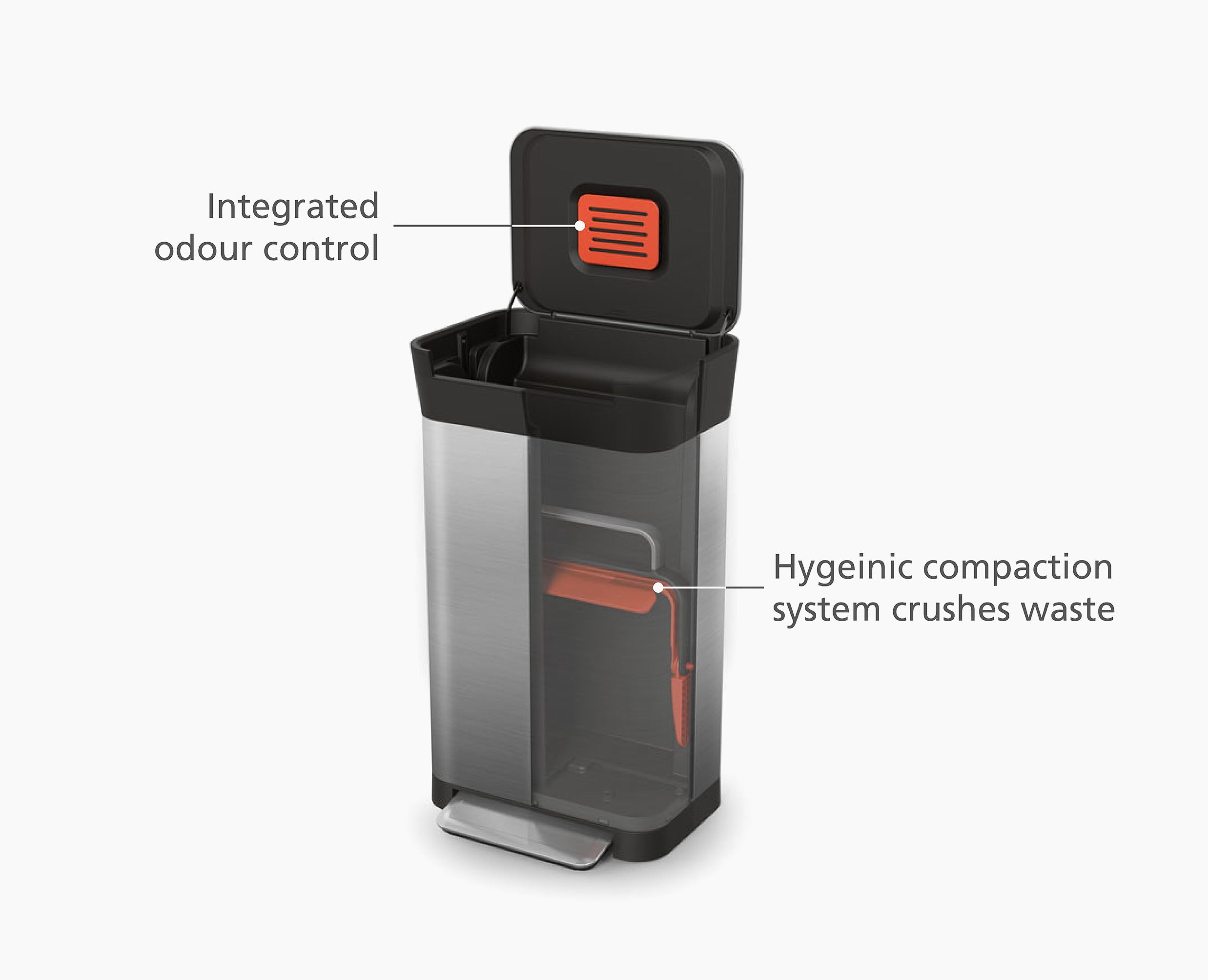joseph-joseph-titan-30l-stainless-steel-trash-compactor-starter-set-compacts-up- image 3