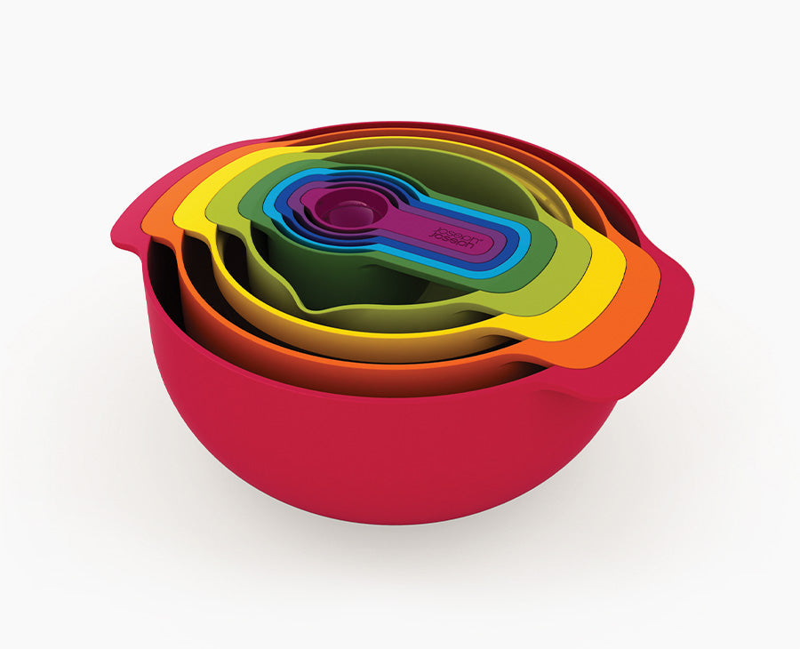 joseph-joseph-nest-9-plus-red-bowl-set-space-saving-mixing-prep-set image 1
