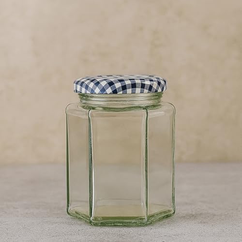 kilner-9-5oz-hexagonal-twist-top-jar-classic-glass-jar-with-blue-gingham-lid image 8