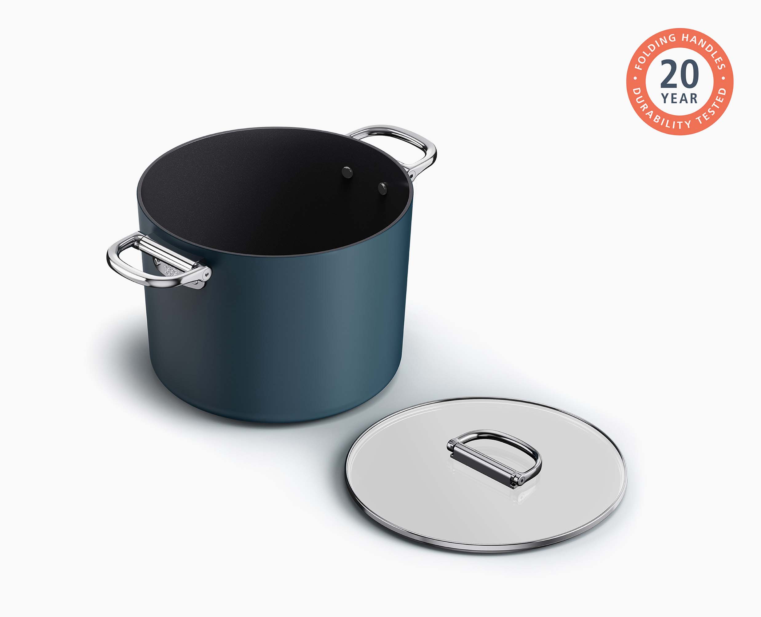 joseph-joseph-space-folding-handle-ceramic-non-stick-25cm-blue-stock-pot-lid image 5
