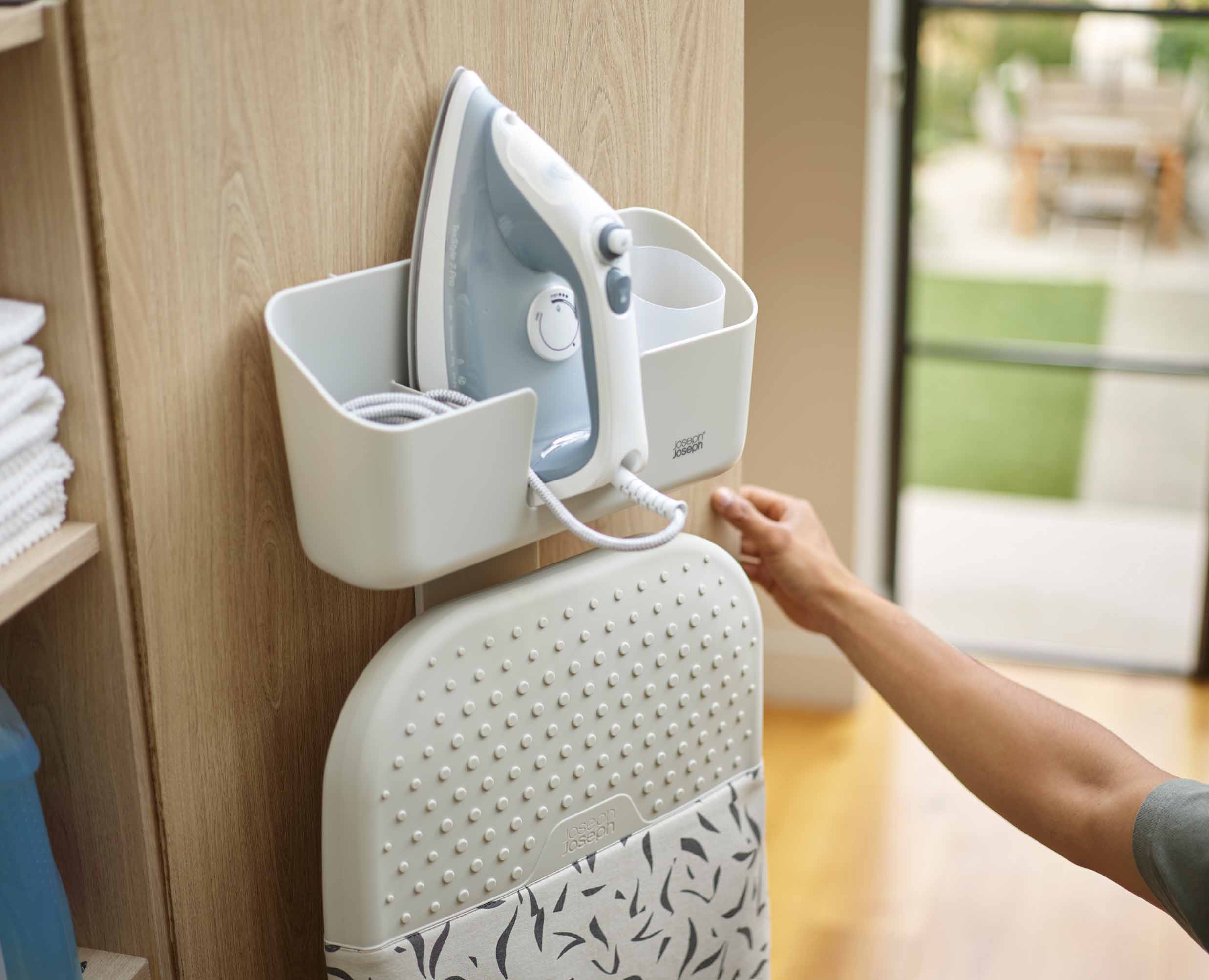 joseph-joseph-ironhub-wall-mounted-ecru-iron-storage-caddy-organize-your-ironing image 3