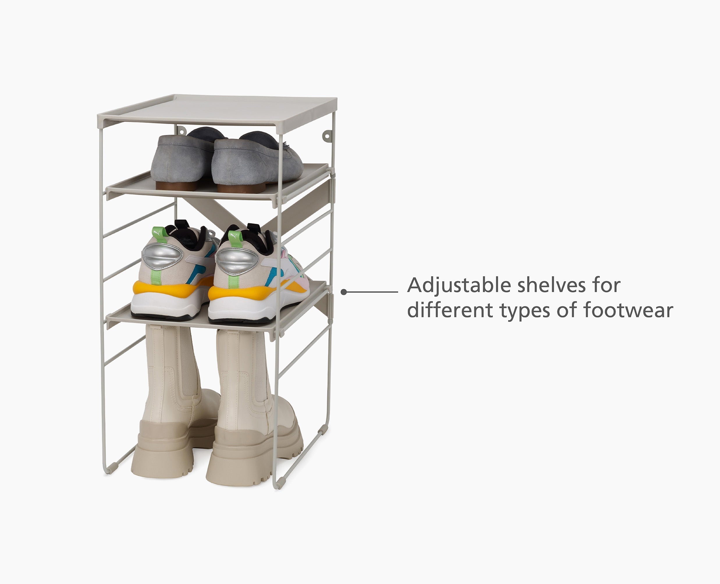 joseph-joseph-level-adjustable-ecru-shoe-rack-4-pair-steel-frame-storage image 8