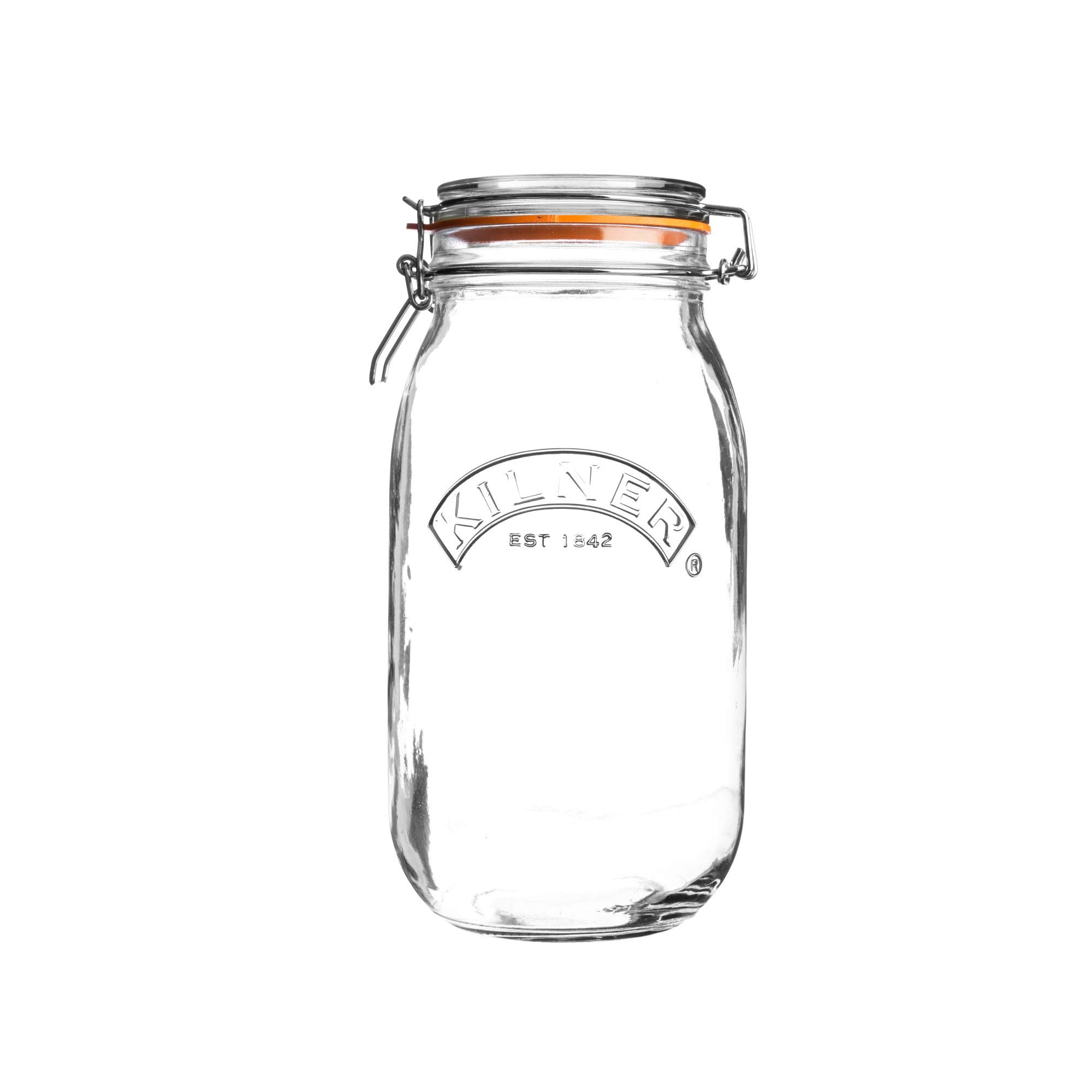 kilner-3l-swing-top-round-glass-jar-with-orange-rubber-seal image 1