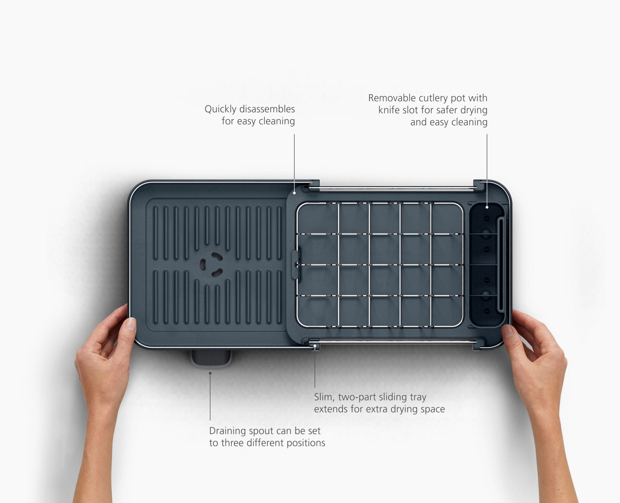 joseph-joseph-extend-slim-steel-expandable-grey-dish-drainer-compact-adjustable- image 6