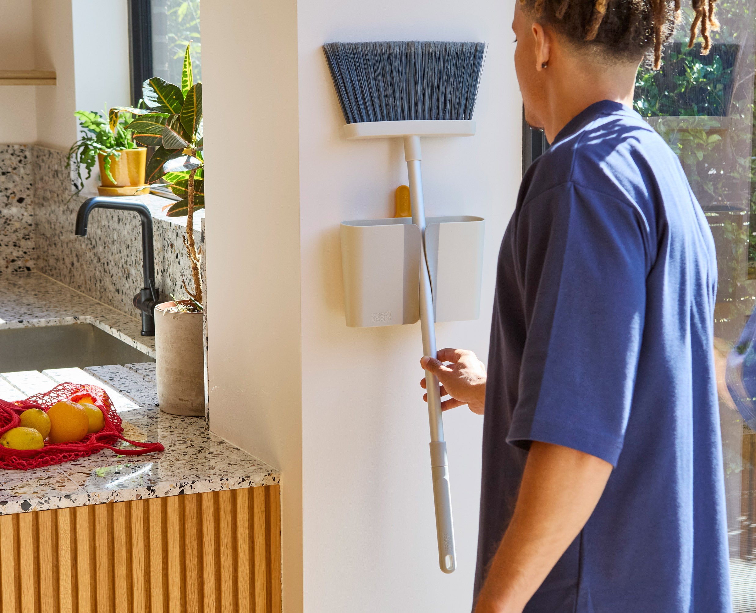 joseph-joseph-cleantech-wall-mounted-broom-dustpan-brush-set image 2
